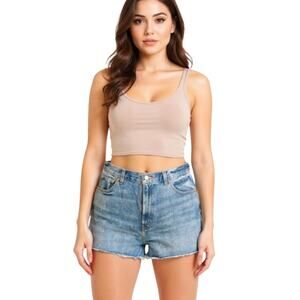 BDG Urban Outfitters Girlfriend Jean Shorts Wmn's Size 32 High Rise Raw Hem Blue